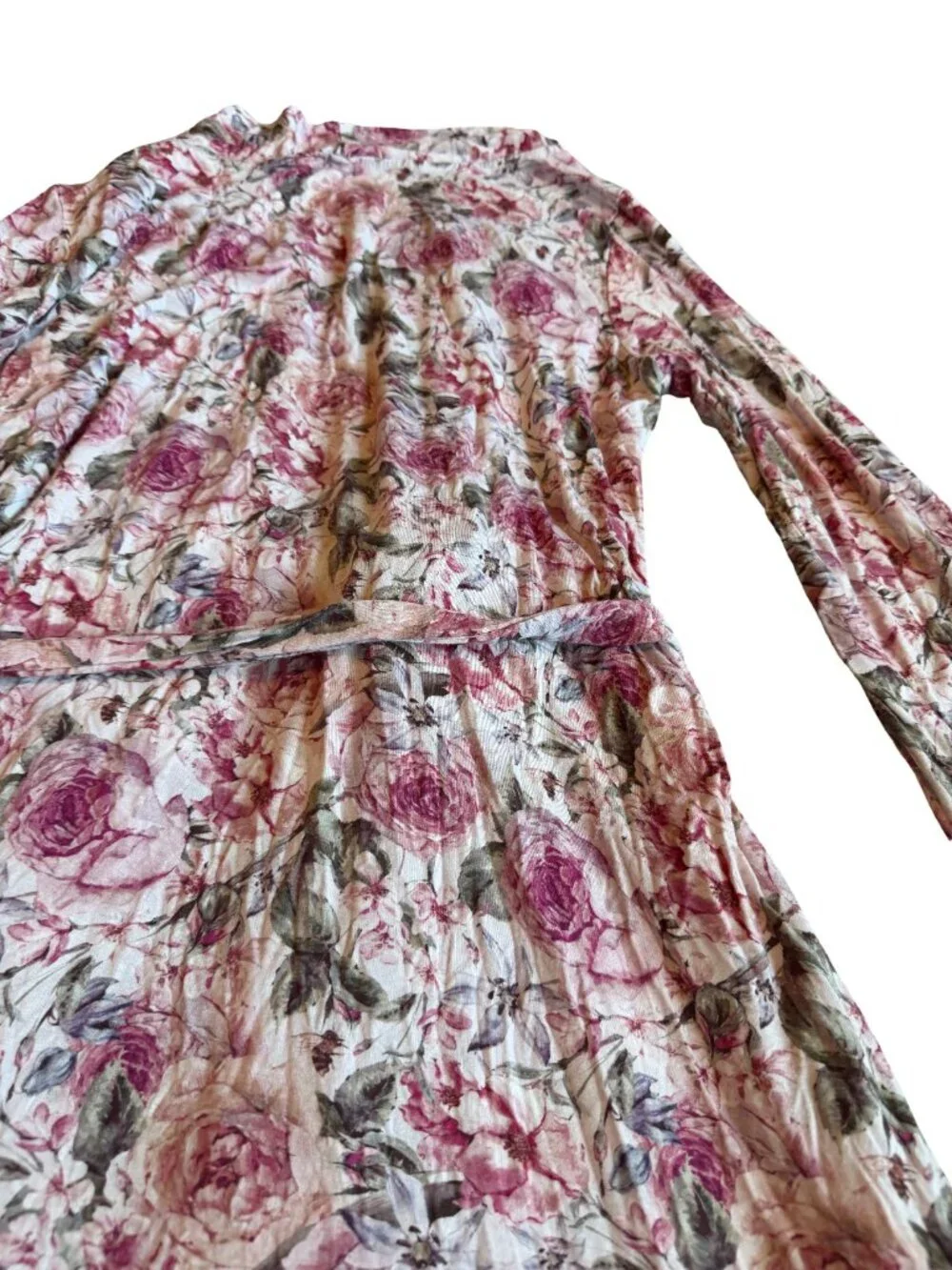 Posh Peanut Rose Print Robe Bumblebee Tie Waist Stretch Maternity Nursing Large